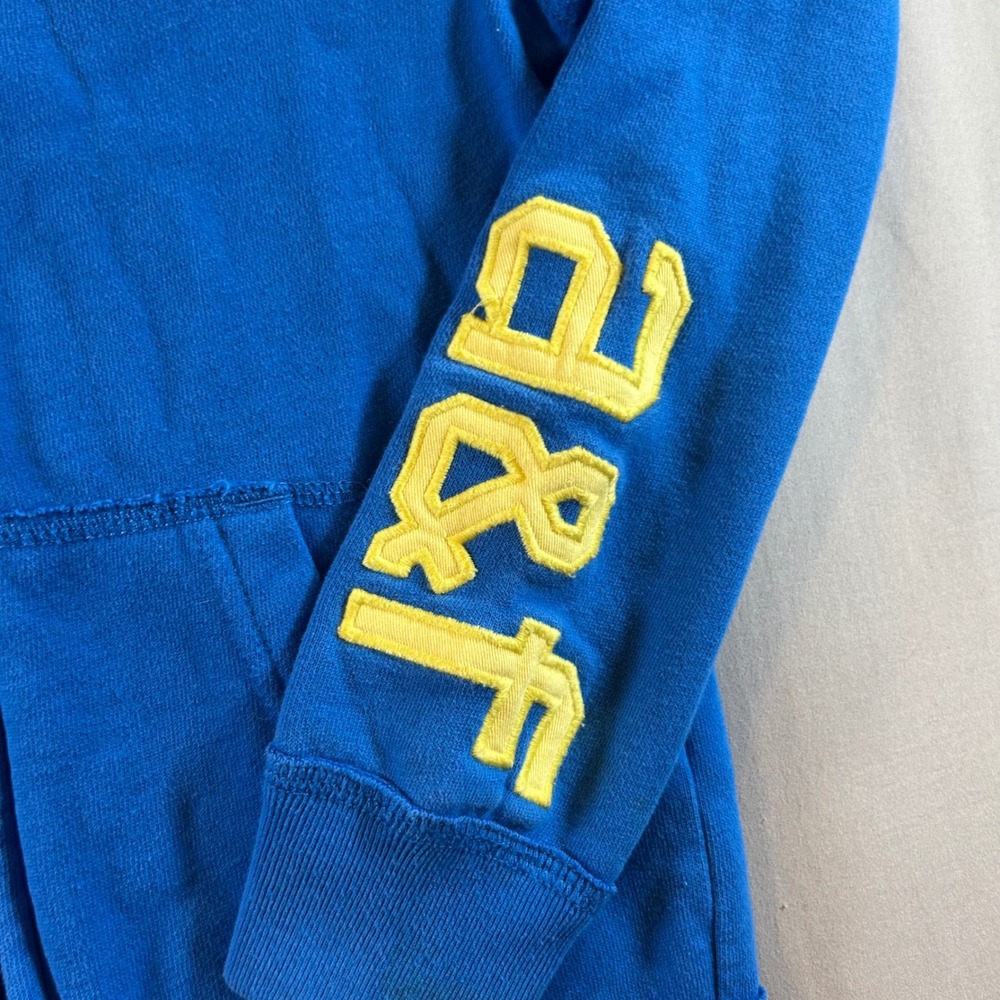 Abercrombie Kids Blue Full Zip Hoodie Moose Logo A&F Sleeve Graphic Size 7/8 - Picture 4 of 9